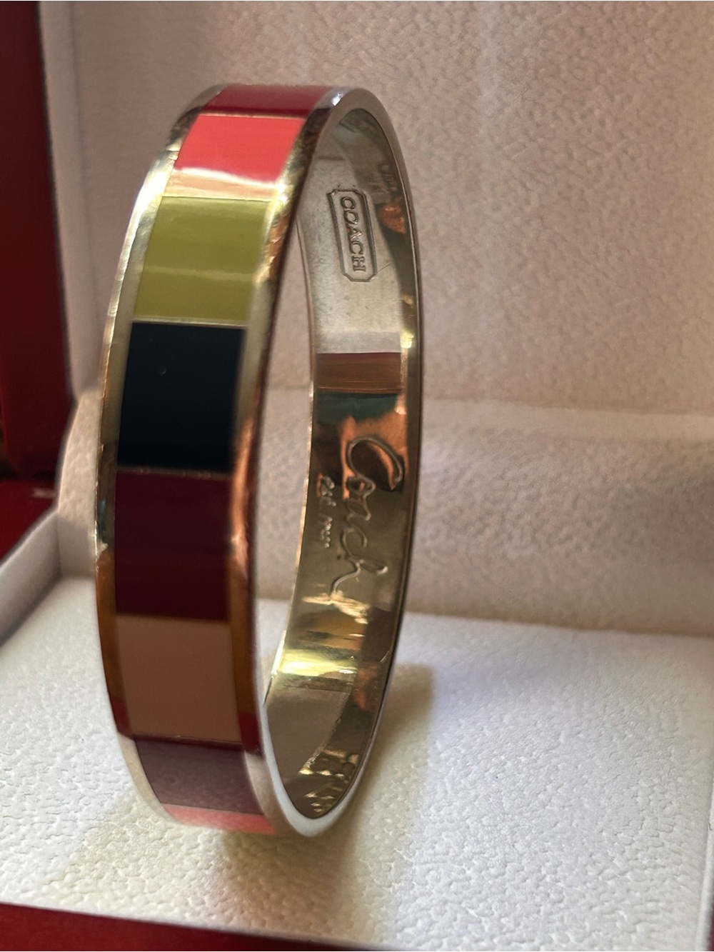 COACH 65th ANNIVERSARY Signature Striped Enamel Bangle Bracelet -EUC- - Picture 4 of 16